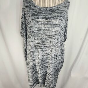 Purejill Black & Grey Heathered Linen Sleeveless Oval Neck Sweater Plus Size 3X